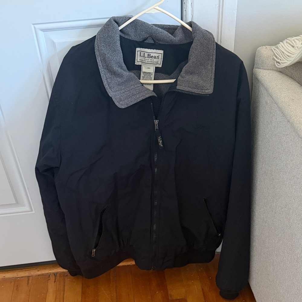 L.L. Bean Black Warm-Up Fleece Lined Bomber Jacket
